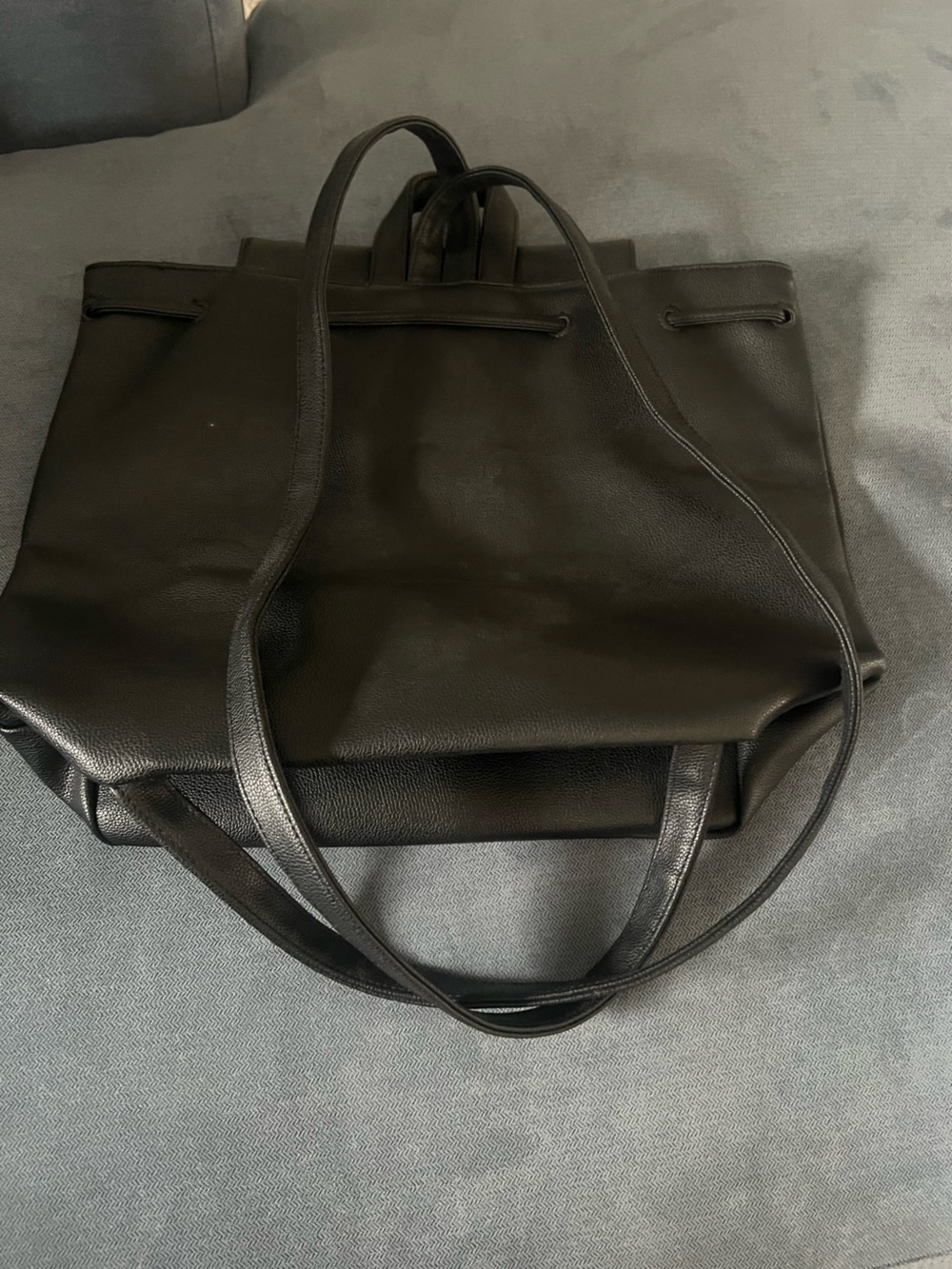 Victoria's Secret Black Pebbled Leather Backpack - Picture 2 of 6